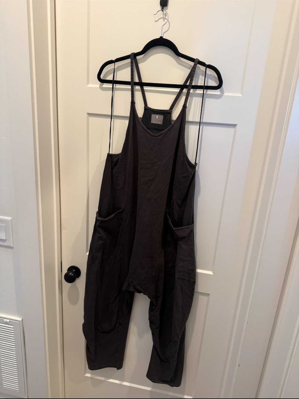 Free People Charcoal Black Relaxed Strap Jumpsuit